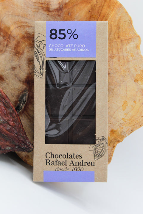 Barre de chocolat sans sucre à 85 %